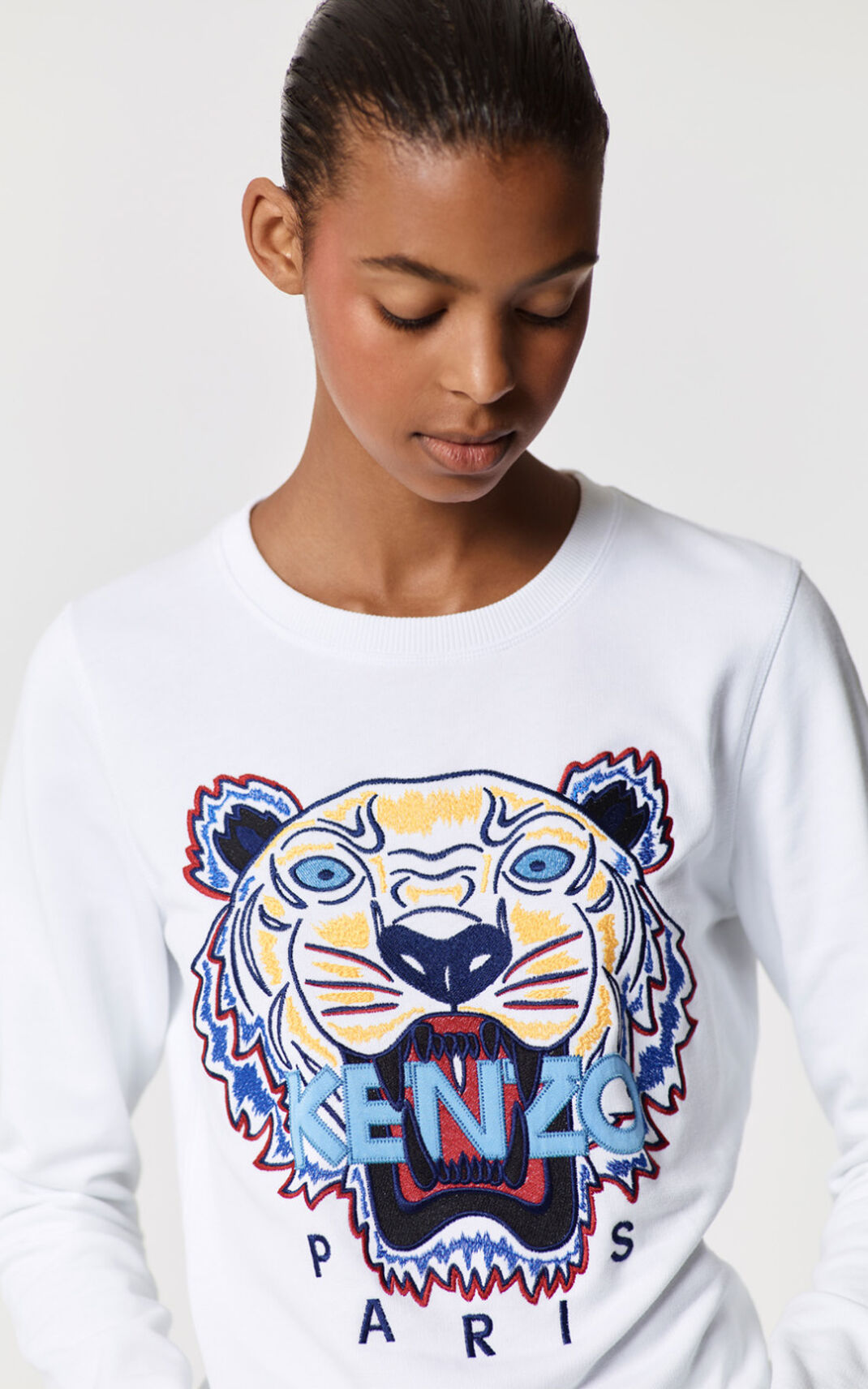 Kenzo Tiger Sweatshirt Bayan Beyaz | 0862-DCVQZ
